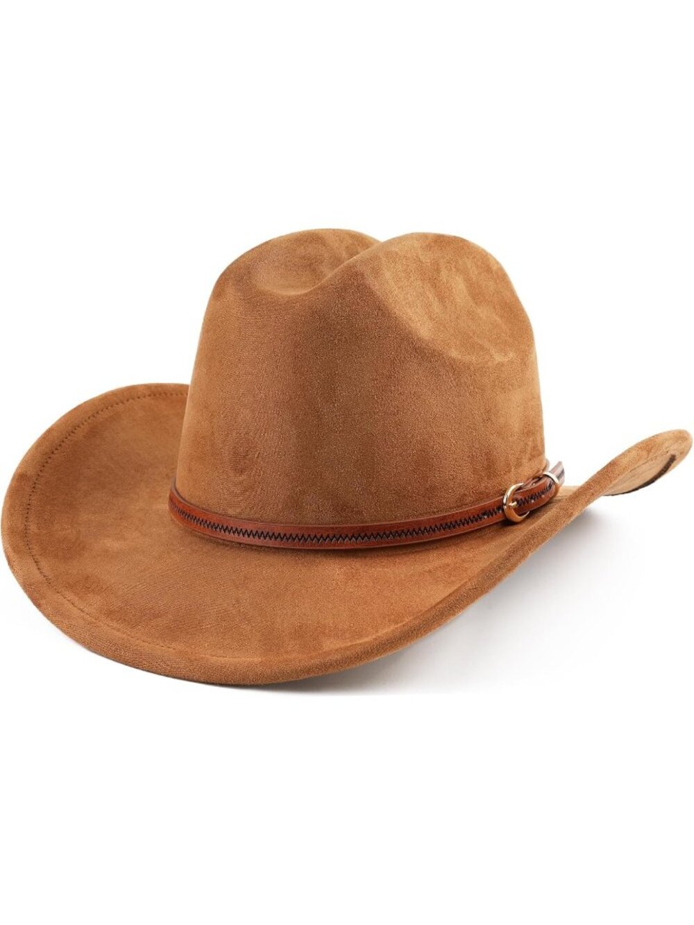 Men's Brown Faux Suede Wide Brim Western Cowgirl Cowboy Hat